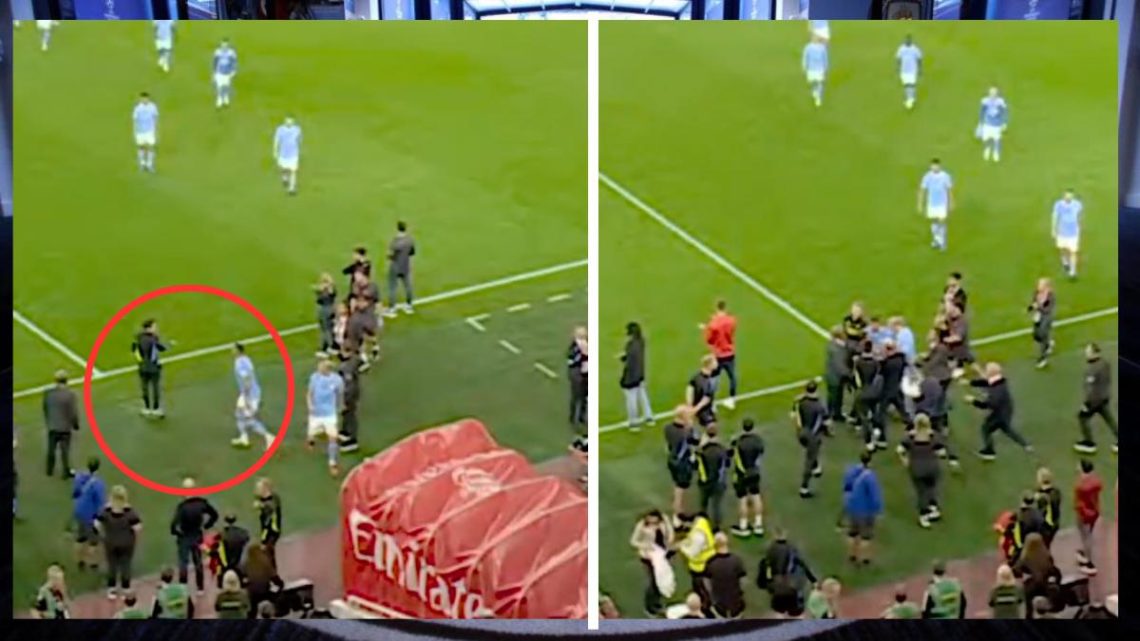 Spotted: Man City's Kyle Walker confronts Arsenal coach after full time, Haaland piles in